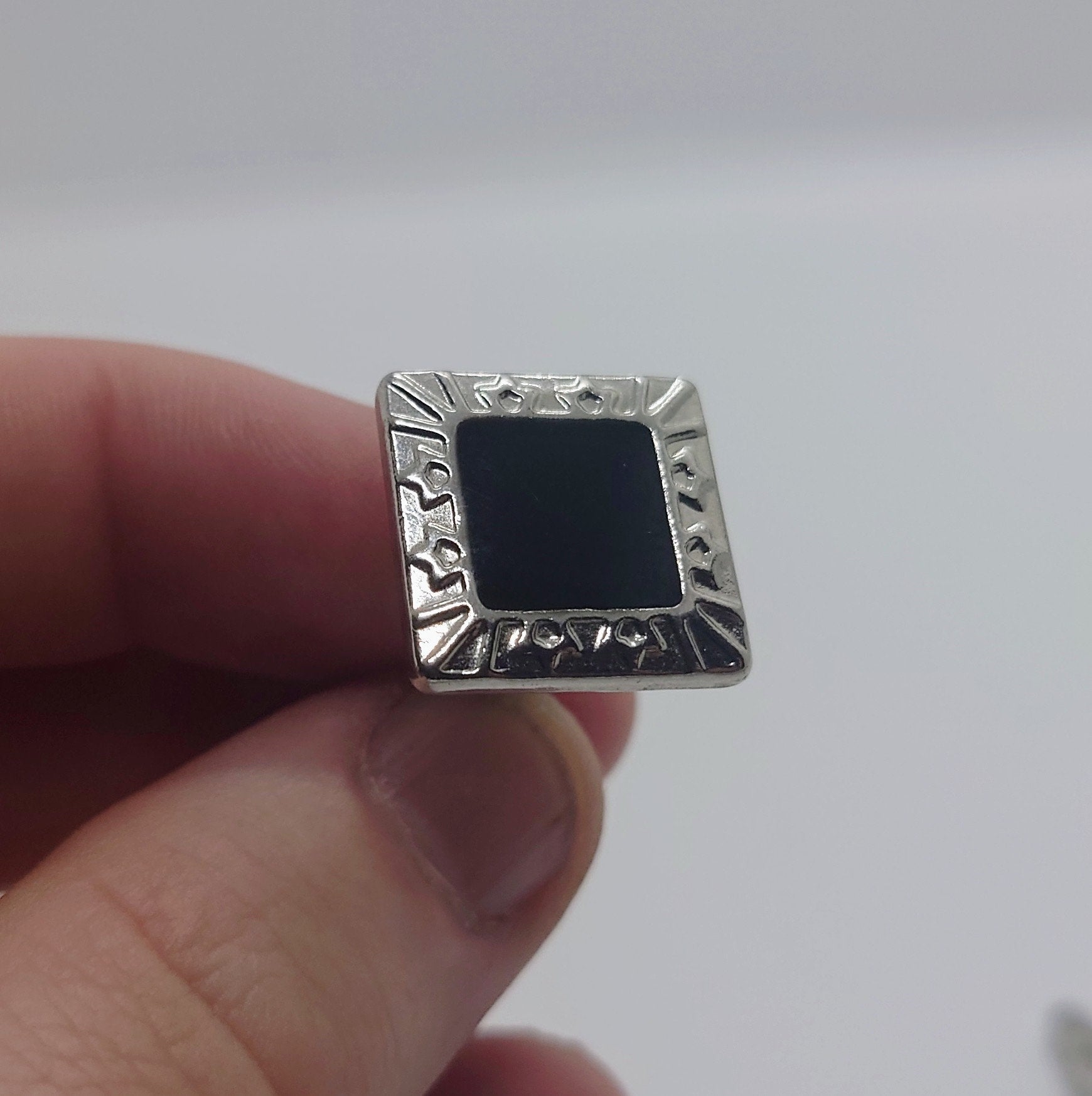 Vintage Silver Cufflinks Rectangular set of Mens Cufflinks Vintage 1970's Cuff Links Silver Tone Metal Costume Jewellery Gift for Him