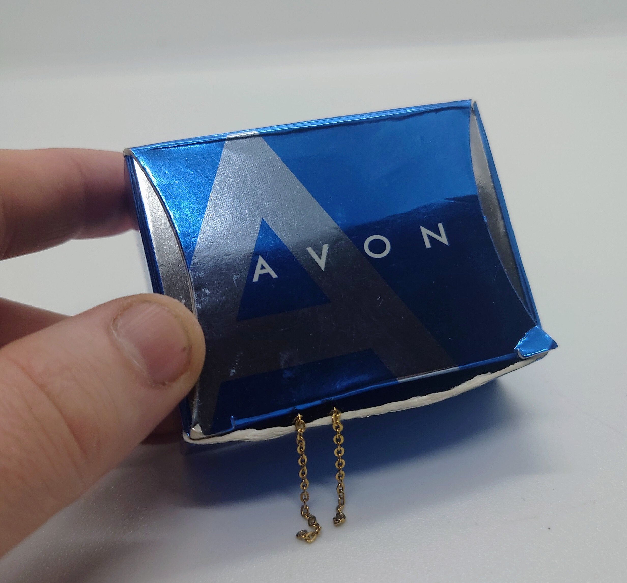 Vintage Dangle Drop Earrings Round Blue Avon Boxed Hook Clasp Costume Jewellery Jewelry Gold Tone Wedding Jewellery Long Earrings