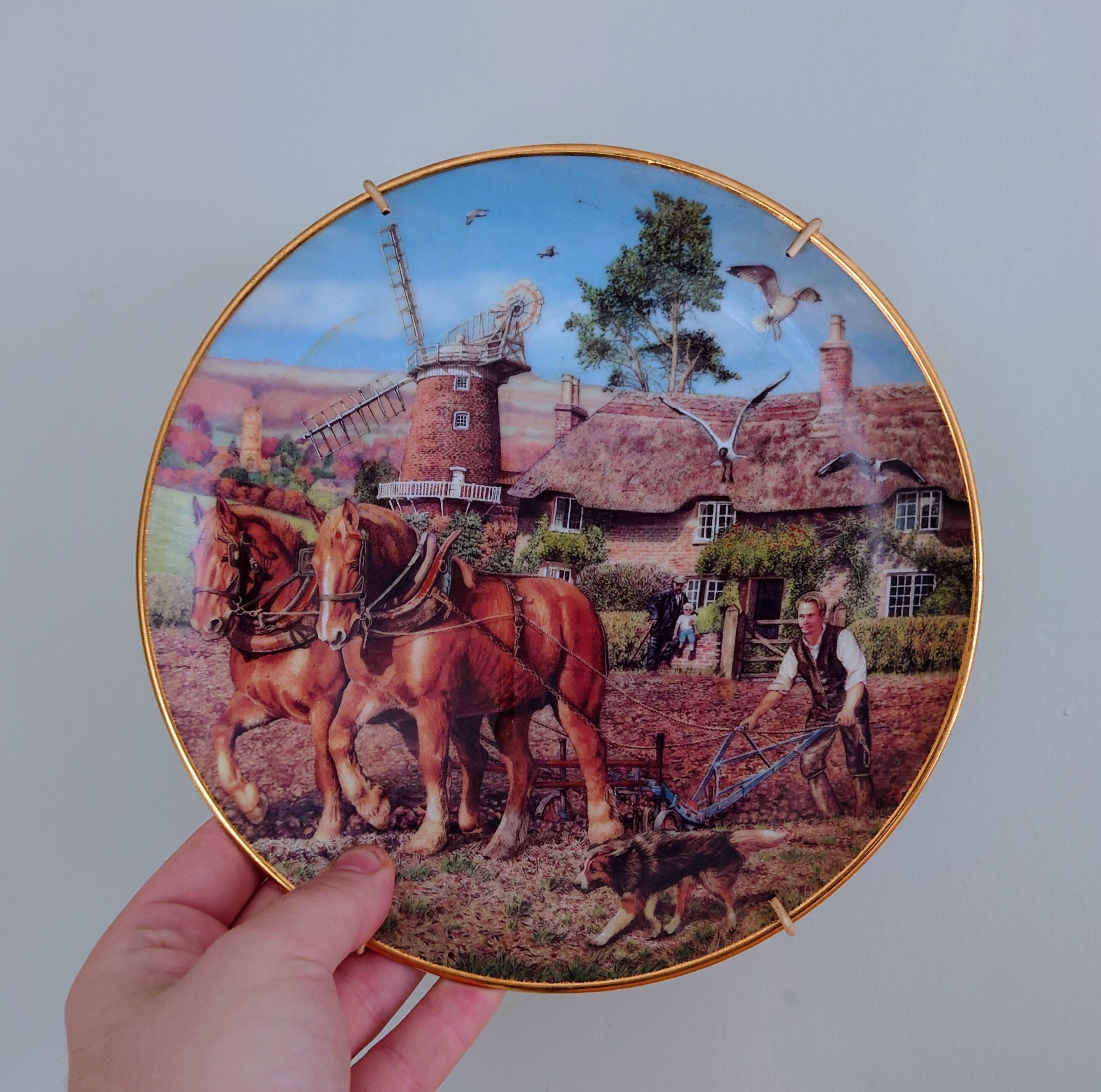 Vintage Wall Plate 'Countryside Memories Horse Plate' Ceramic Plate China Porcelain 'Working the Land' Fine Porcelain Decorative Plate