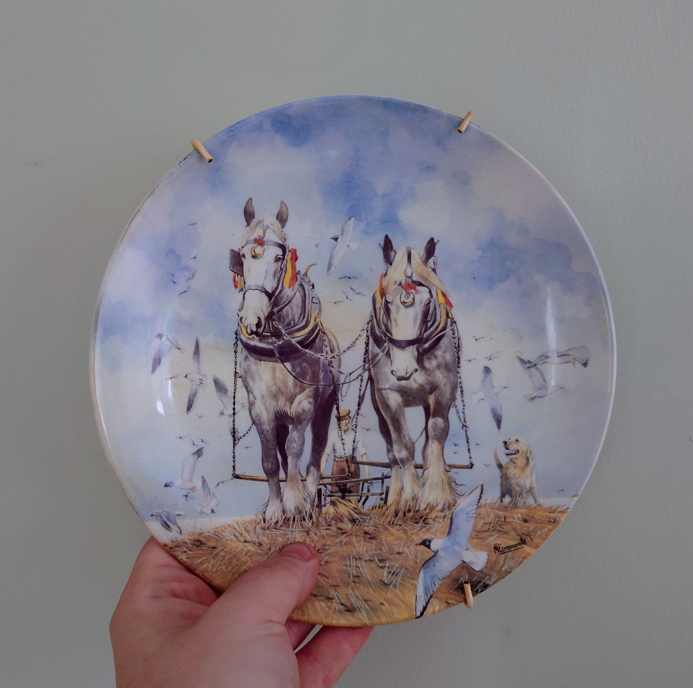 Vintage Wall Plate 'Wedgwood Horse Plate' Ceramic Plate China Porcelain 'Gentle Giants Collection' Fine Porcelain Decorative Plate