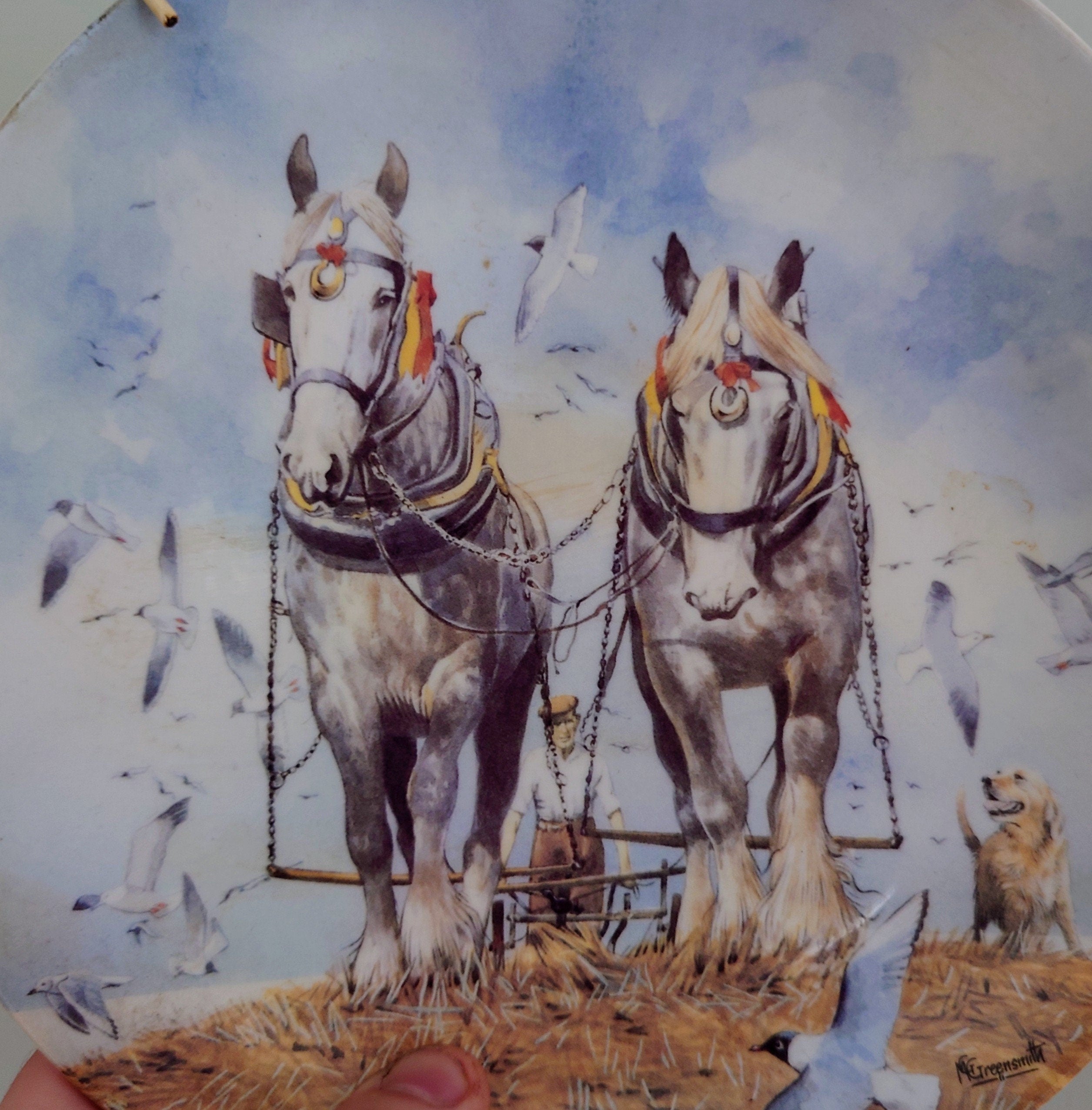Vintage Wall Plate 'Wedgwood Horse Plate' Ceramic Plate China Porcelain 'Gentle Giants Collection' Fine Porcelain Decorative Plate