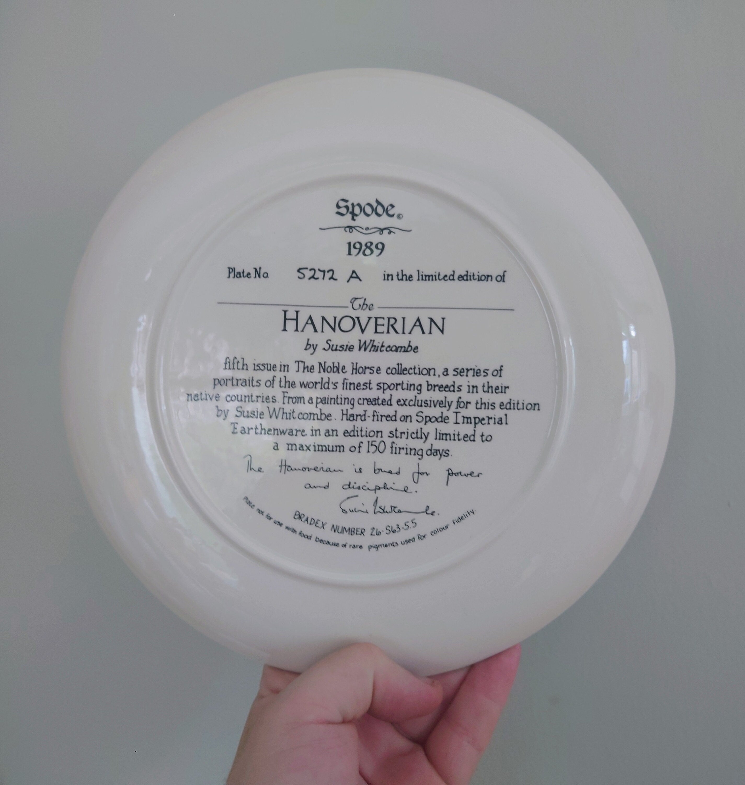 Vintage Horse Wall Plate Spode 'The Nobel Horse Collection' Fine Bone China Decorative Plate Collectable Spode Horse Boxed Plate 1988