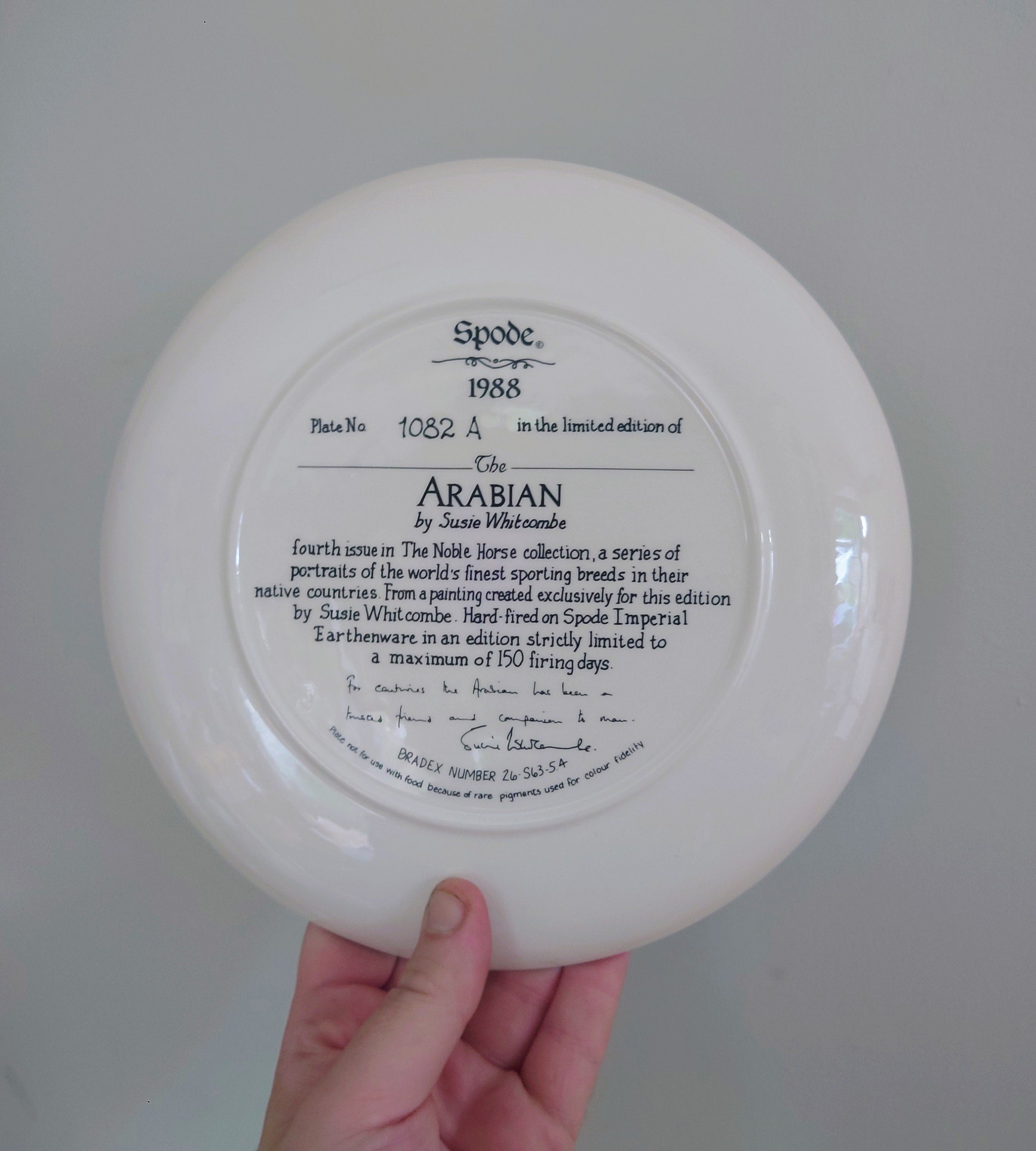 Vintage Horse Wall Plate Spode 'The Nobel Horse Collection' Fine Bone China Decorative Plate Collectable Spode Horse Boxed Plate 1988