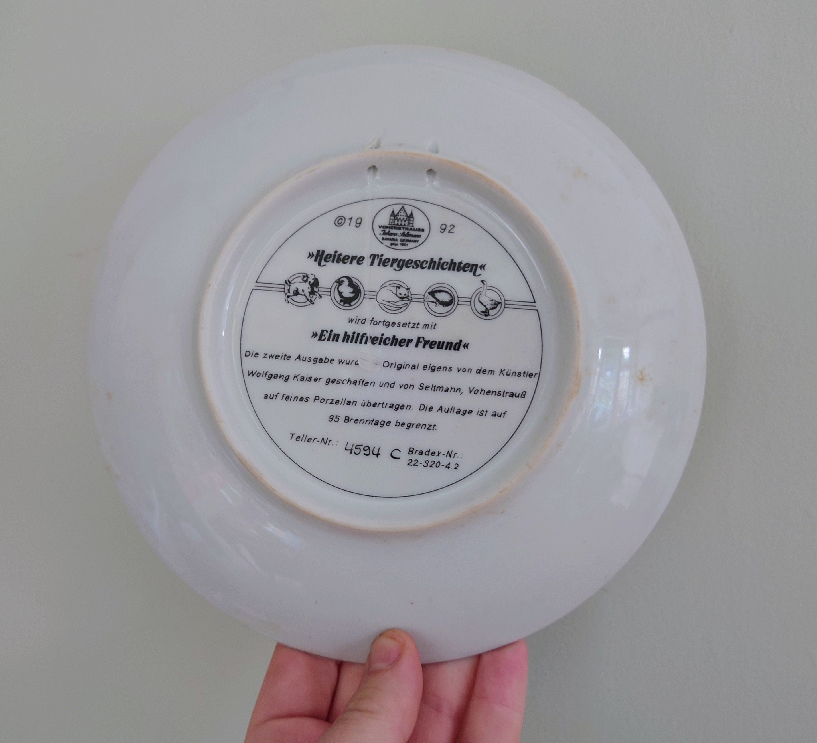 Vintage Wall Plate Bradford Exchange 'German Dog/Cat/Animal Series'' Fine Bone China Decorative Plate Collectable Boxed Plate