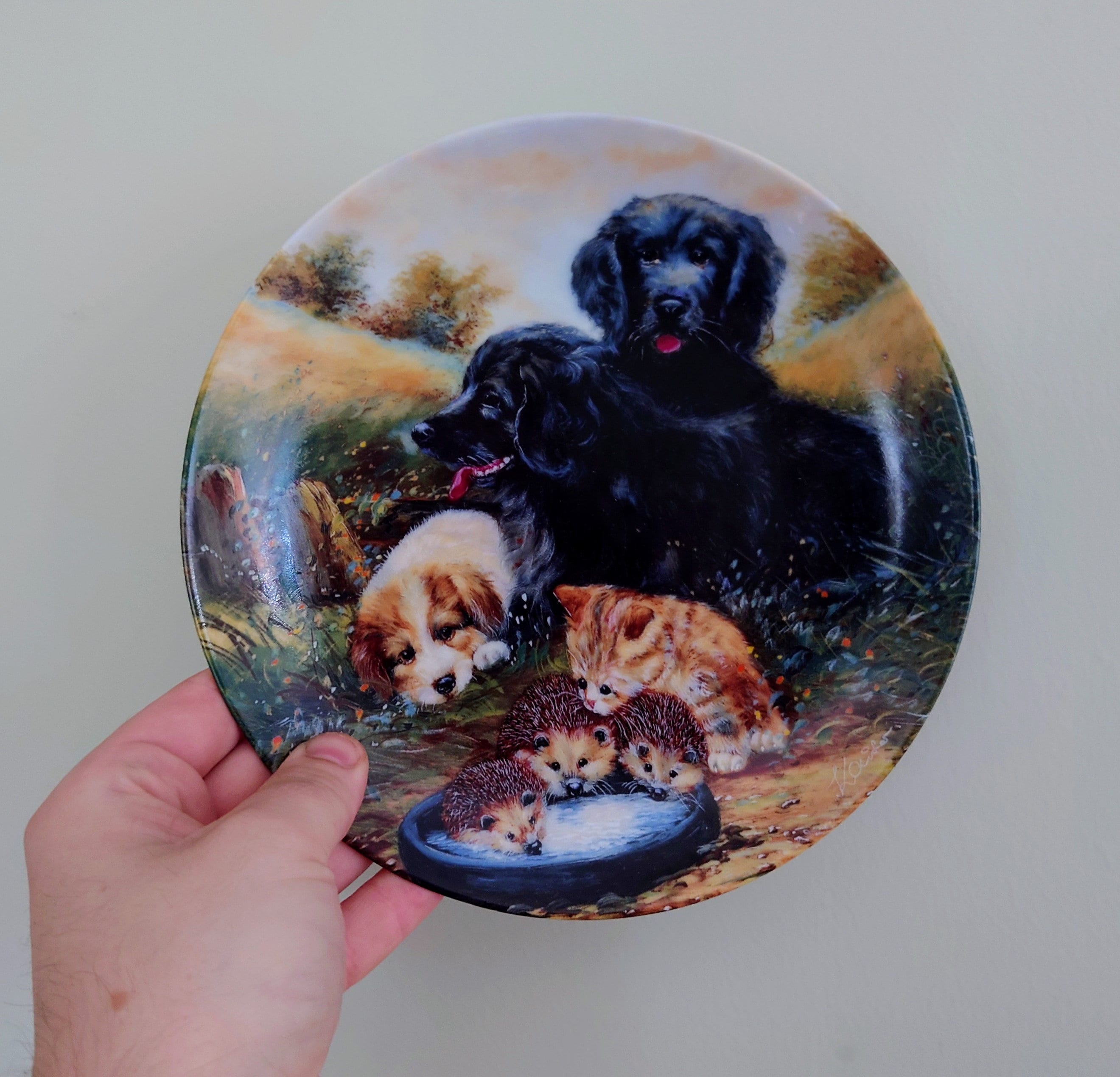 Vintage Wall Plate Bradford Exchange 'German Dog/Cat/Animal Series'' Fine Bone China Decorative Plate Collectable Boxed Plate