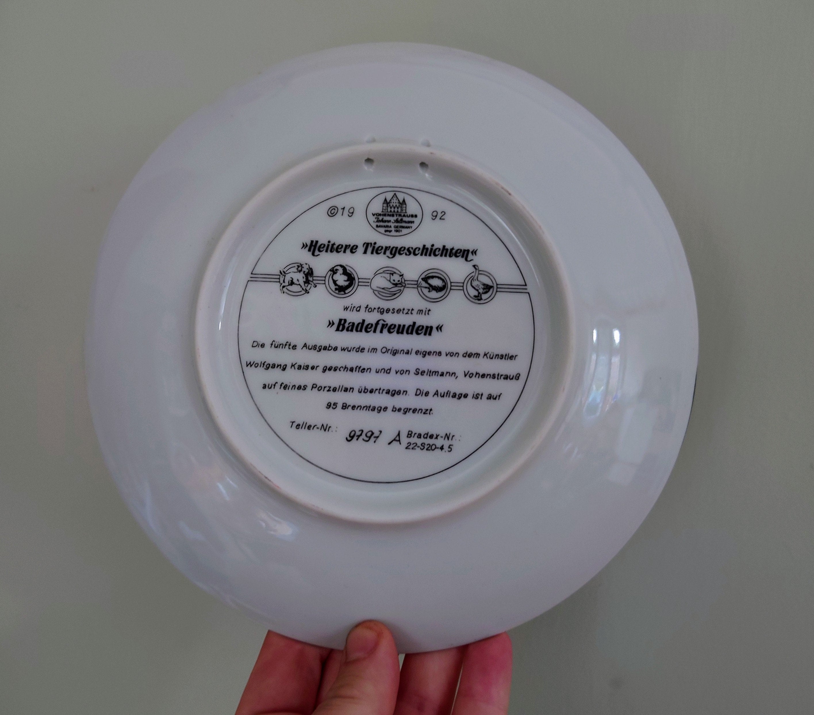 Vintage Wall Plate Bradford Exchange 'German Dog/Cat/Animal Series'' Fine Bone China Decorative Plate Collectable Boxed Plate