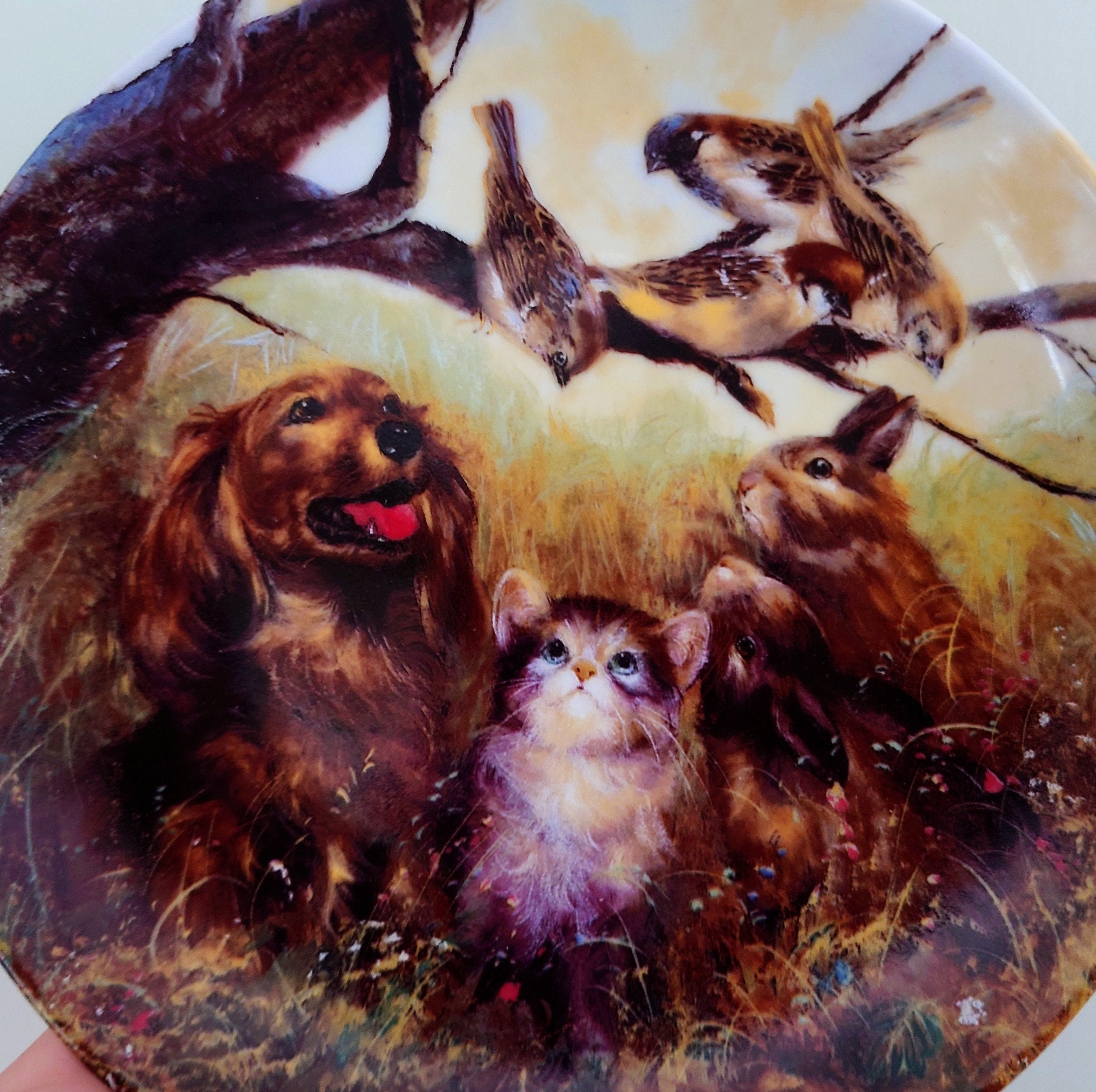 Vintage Wall Plate Bradford Exchange 'German Dog/Cat/Animal Series'' Fine Bone China Decorative Plate Collectable Boxed Plate