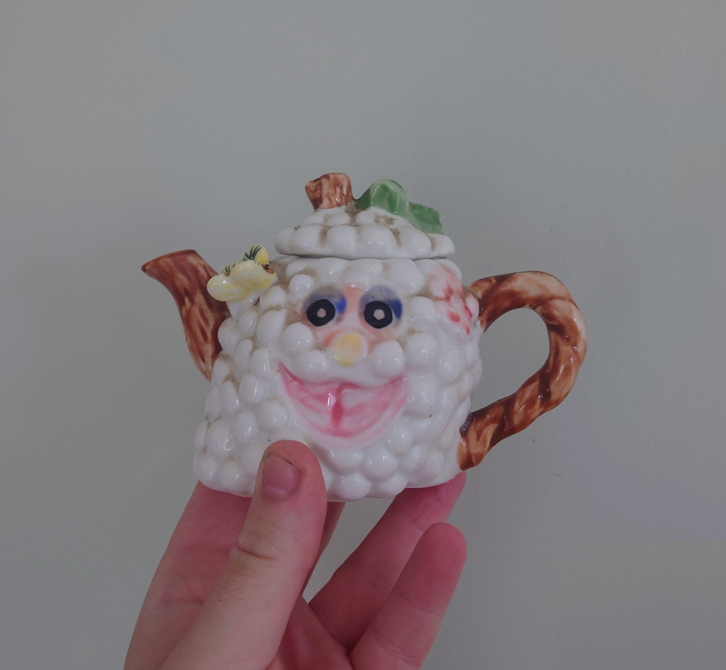 Vintage Small Teapot Decorative Teapot Fruit  Design Novelty Ornamental Teapot Country Cottage Small Ornamental Kitsch Teapot
