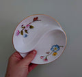 Aynsley  Snack Dish 2-Part Relish Pickle Dish Natures Delight's Fine Bone China Porcelain Made in England Pattern Collectable Gift Vintage