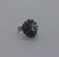 Vintage Diamond Rhinestone  Dress Ring Costume Jewellery Cluster Stone Chunky Statement Ring Silver Crystal Ring UK Size N US 6.5