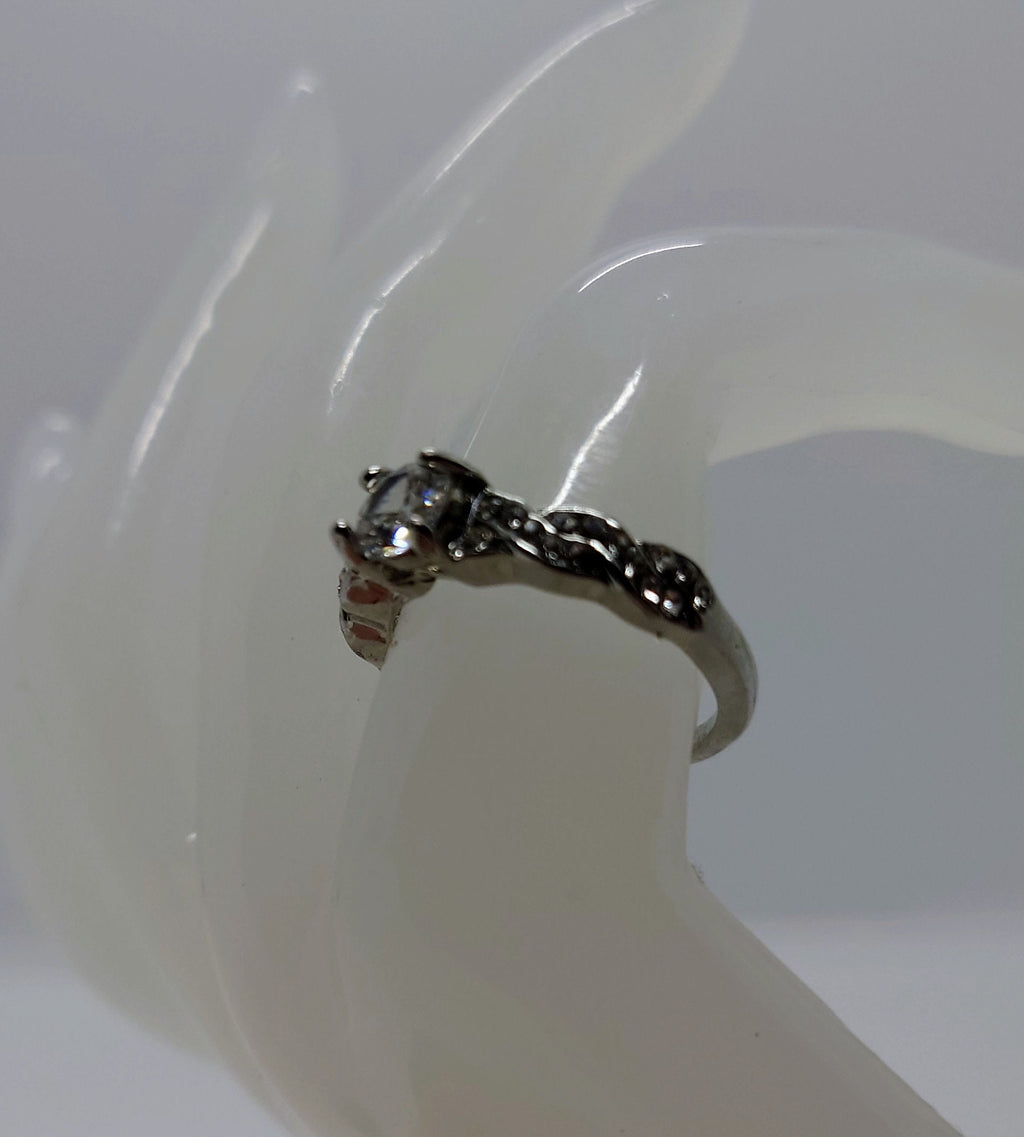 Vintage Diamond Rhinestone Dress Ring Costume Jewellery Wedding Ring Statement Ring Silver Crystal Ring UK Size P US 7.5