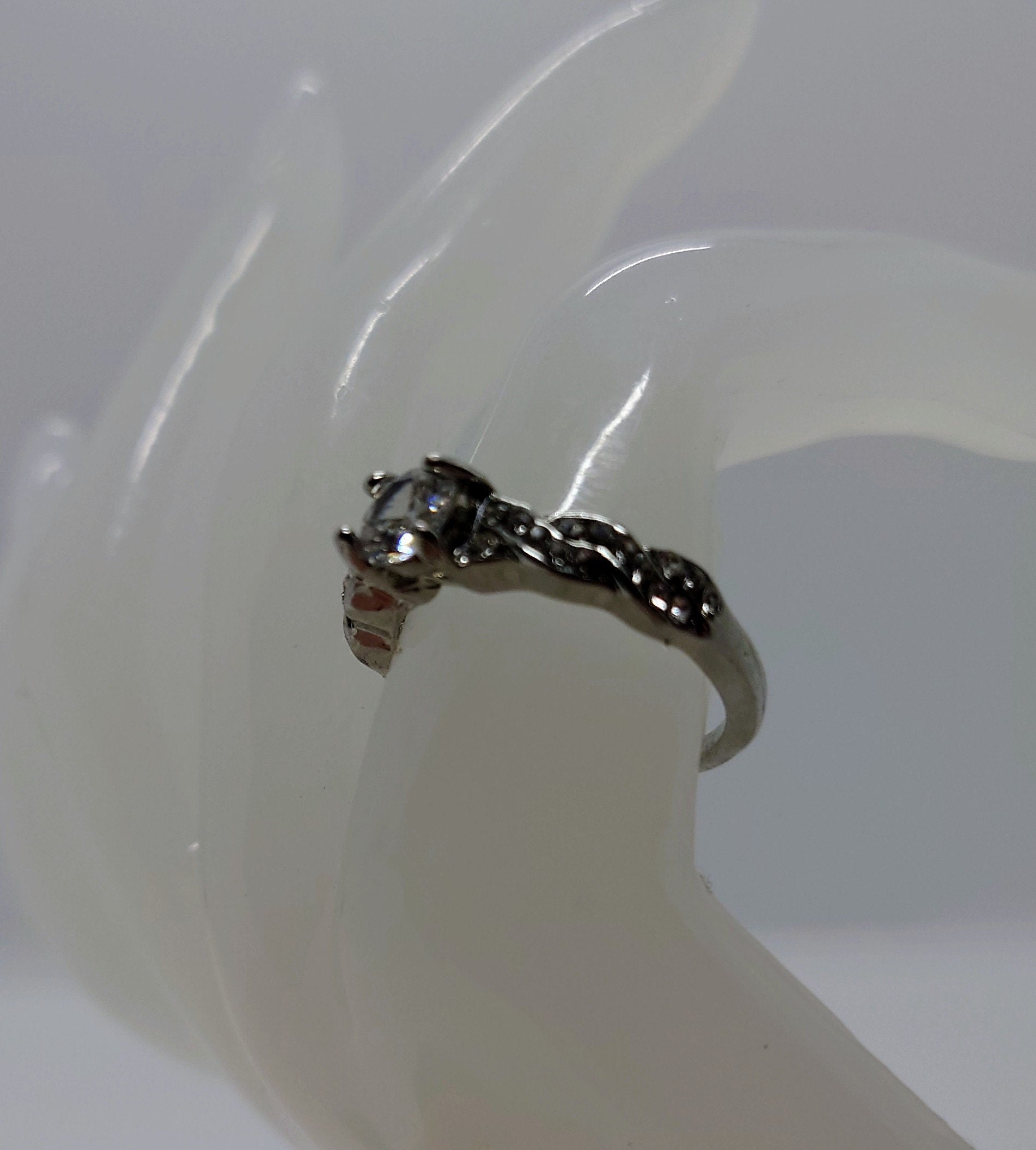 Vintage Diamond Rhinestone Dress Ring Costume Jewellery Wedding Ring Statement Ring Silver Crystal Ring UK Size P US 7.5