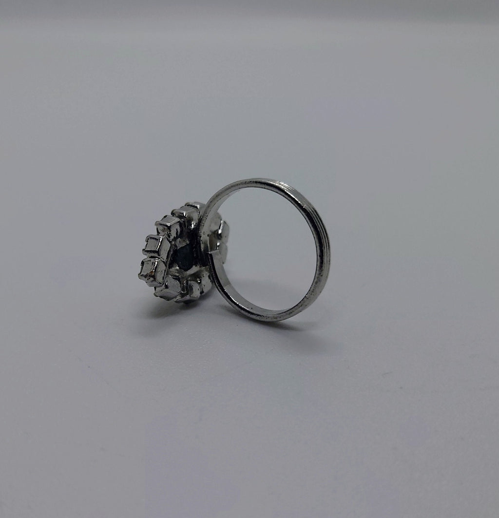 Vintage Diamond Rhinestone Dress Ring Costume Jewellery Wedding Ring Statement Ring Silver Crystal Ring UK Size N US 7