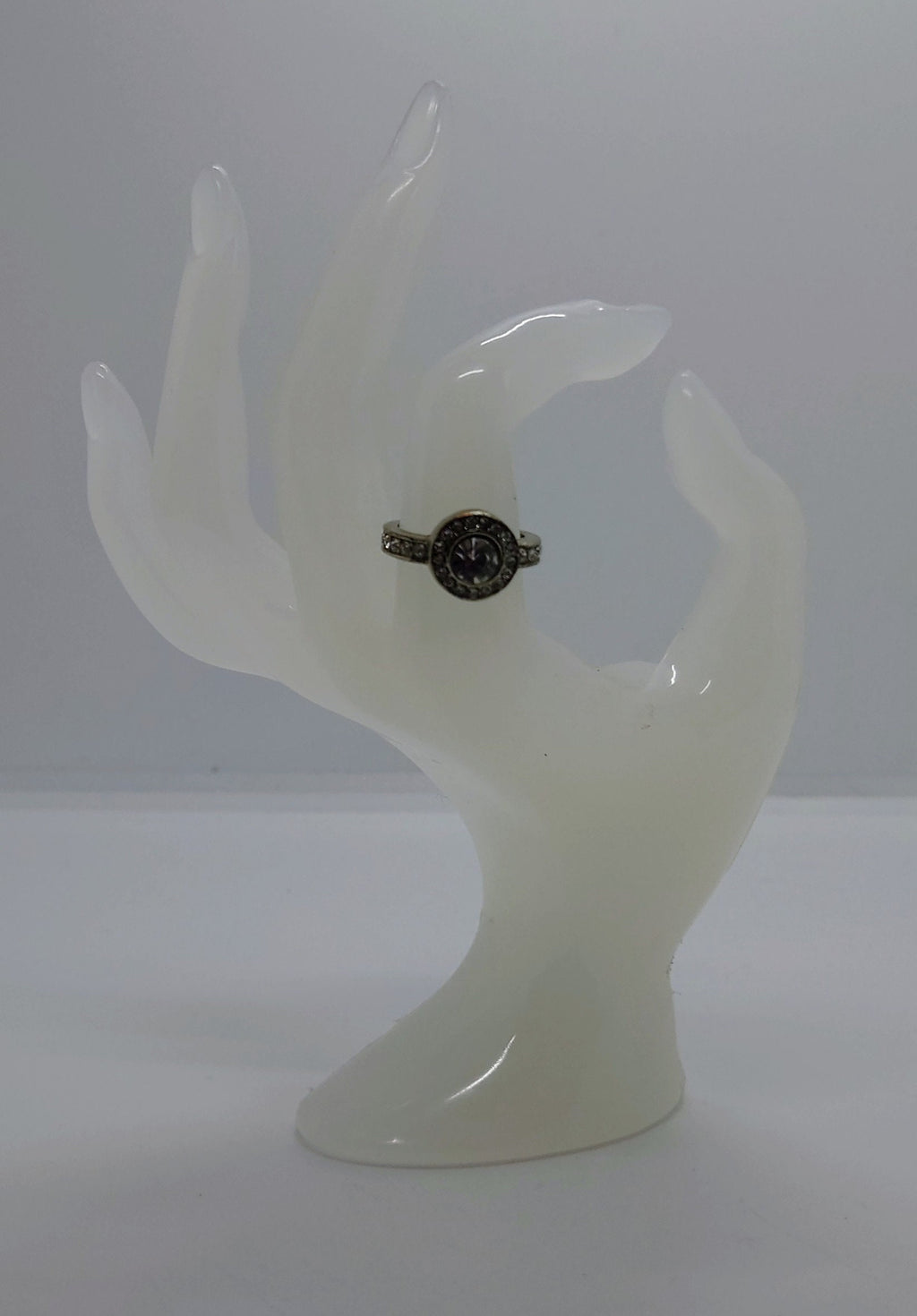 Vintage Diamond Rhinestone Dress Ring Costume Jewellery Wedding Ring Statement Ring Silver Crystal Ring UK Size O US 7.5