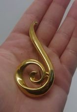 Vintage Gold Brooch Swirl Pin Costume Jewellery Jewelry