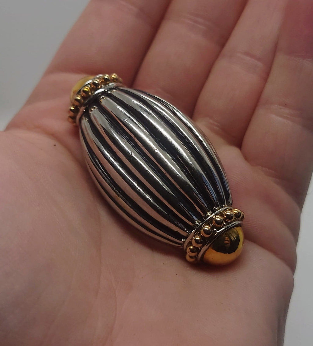 Vintage Silver Brooch Swirl Shell Pin Costume Jewellery Jewelry Silver tone Metal Bulky Shell Pin Brooch