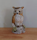 Vintage Owl Figurine Bird Ornament Brown Hoot Owl Ceramic Owl and Chick Barn Owl Kitsch