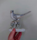 Vintage Blue and White Bird Figurine On Branch Collectable Bird Ornament Lladro Style Floral Figurine