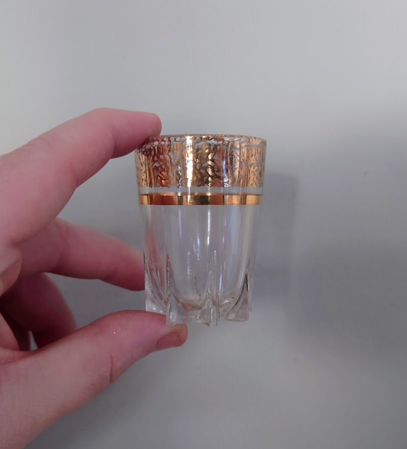 Vintage Shot Glasses Gold Gilt Rim Retro Barware Set of 5 Gold Drinking Glasses Mid Century Modern