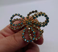 Floral Bow Brooch Vintage Costume Blue and White Rhinestone Floral Spray Brooch Costume Jewellery Jewelry