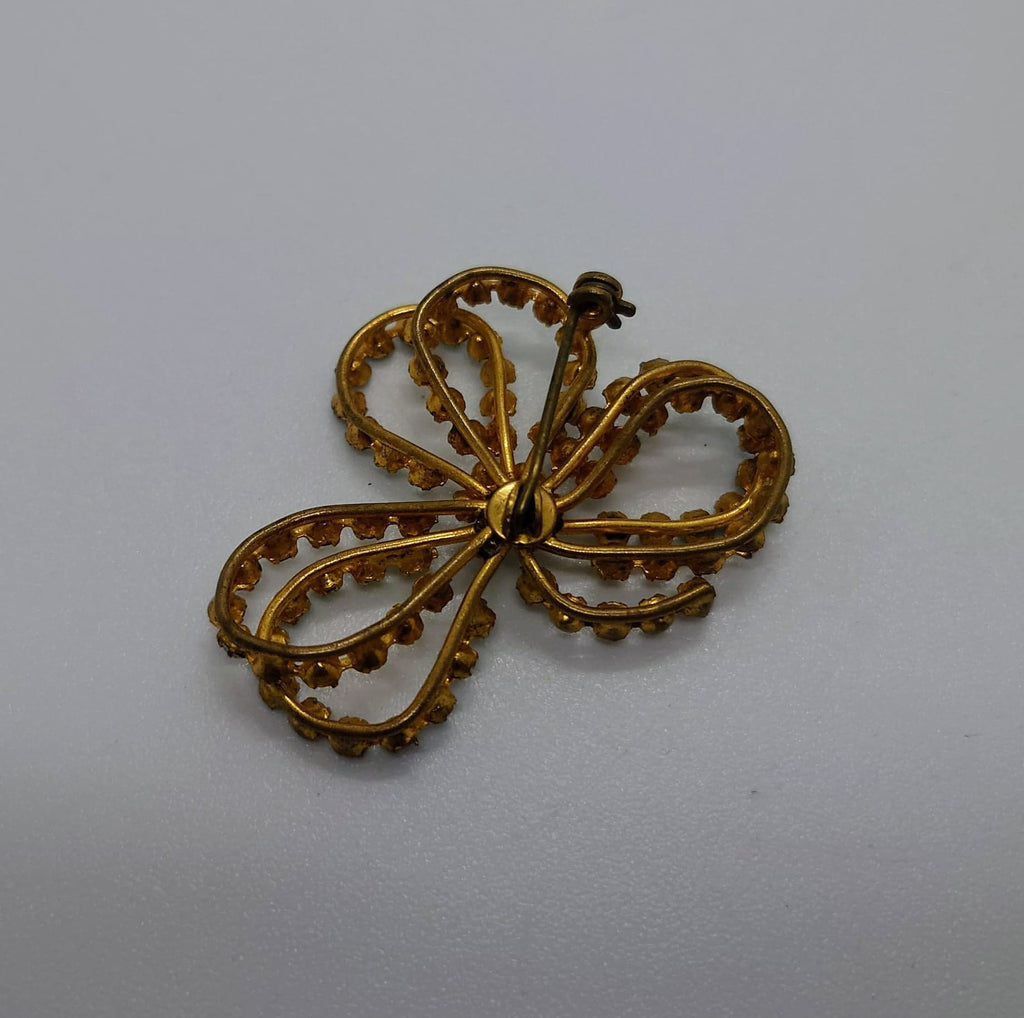 Floral Bow Brooch Vintage Costume Blue and White Rhinestone Floral Spray Brooch Costume Jewellery Jewelry