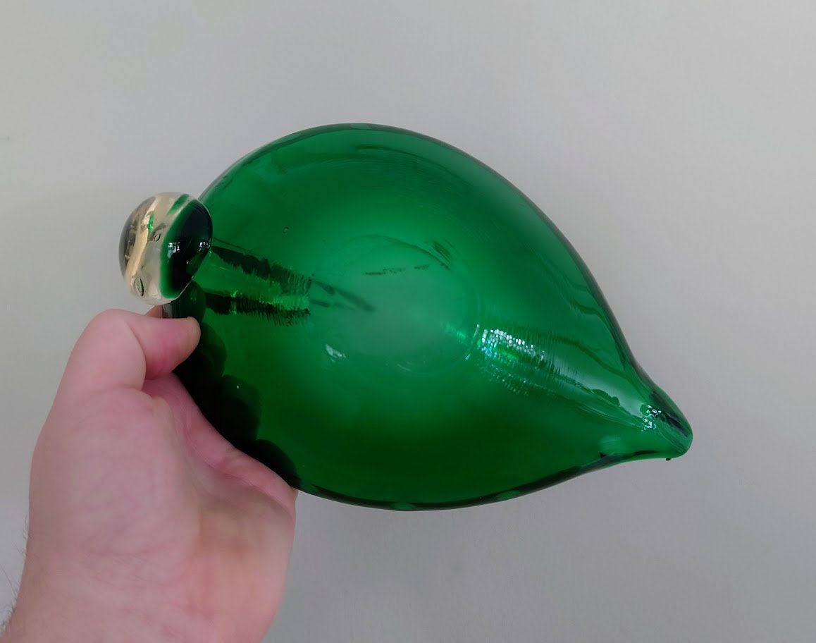 Vintage Glass Swan Dish Green Murano Style Blue Swan Dish Bowl Retro Art Glass Decorative boho Bird Sculpture Hand Blown Glass