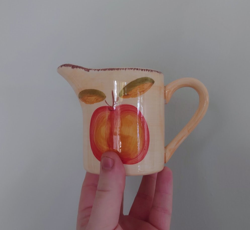 Ceramic Fruit Teaset Teapot, Sugar Bowl, Milk Jug Ceramic Set Vintage 1980's Orange Fruit Lemon Tea Service Floral Country