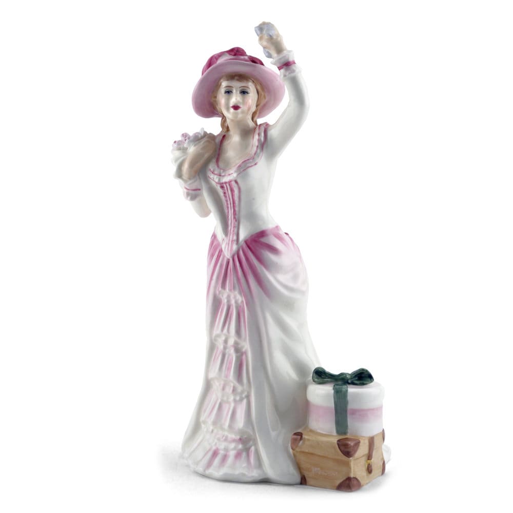 Royal Doulton Figurine Bon Voyage HN3866  Classic Pretty Lady by Peter Gee Lady in Pink Dress Vintage Lady Statue Pretty Ladies Porcelain