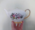Vintage Gold Gilt Teapot Pearlized Lustre  Floral Design Pattern Afternoon Tea Party Mid Century Porcelain China Teapot 1950s Vintage Teapot