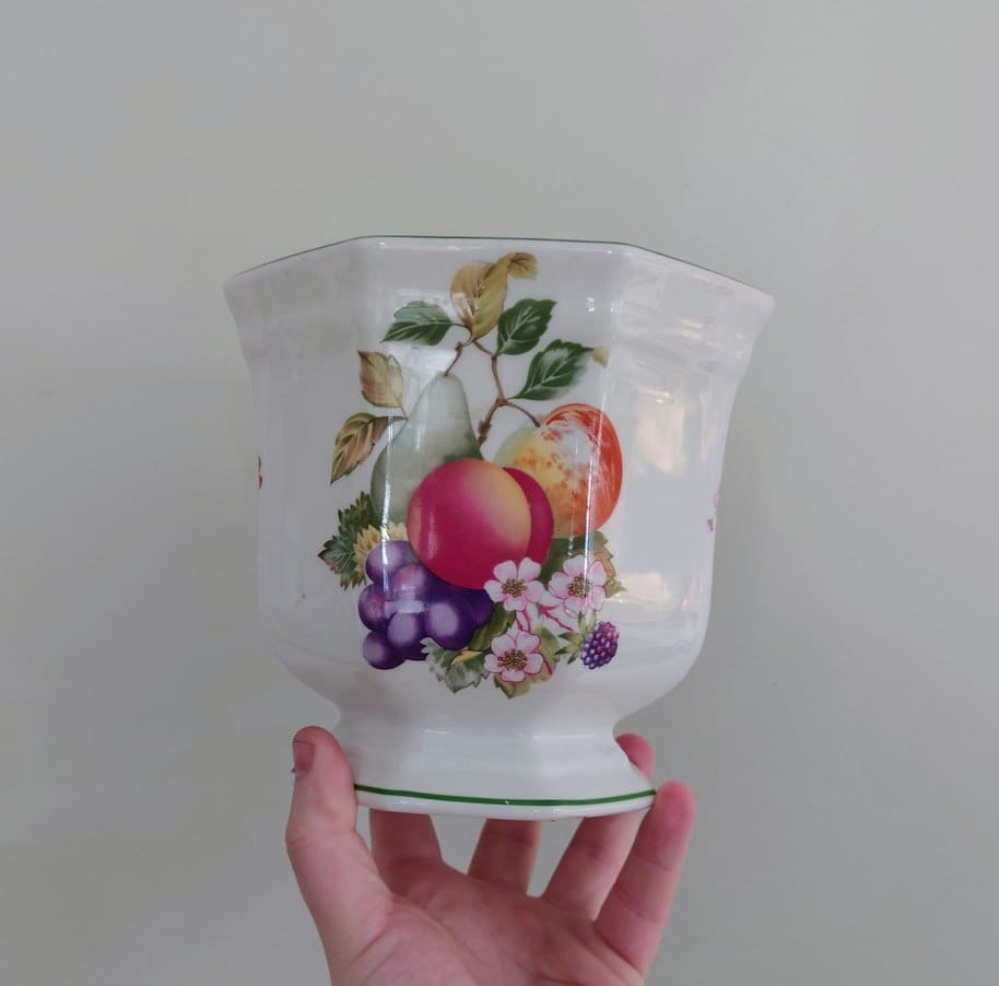 Vintage Ceramic Planter Plant Pot Indoor Planter Stamped Regal England Floral Pottery Stoneware