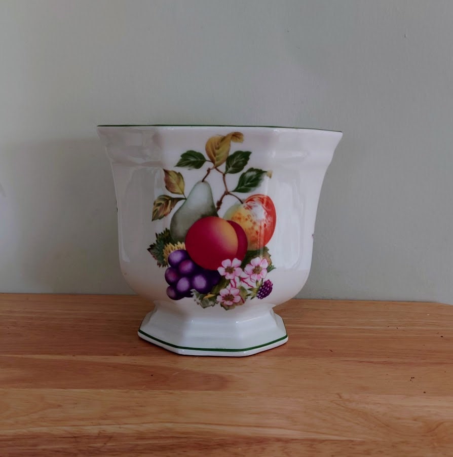 Vintage Ceramic Planter Plant Pot Indoor Planter Stamped Regal England Floral Pottery Stoneware