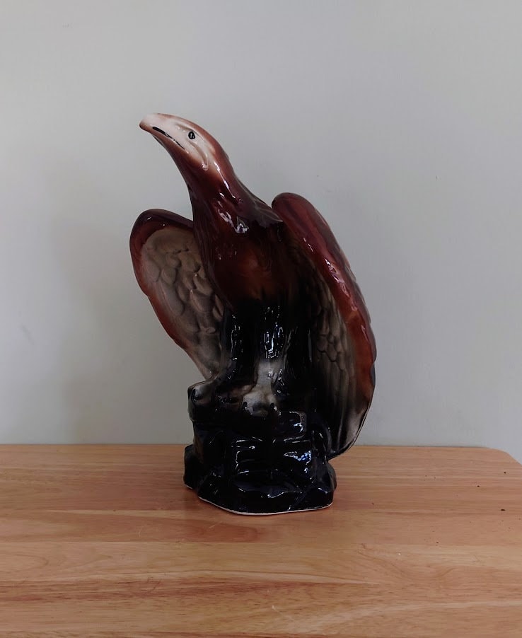 Vintage Hawk Bird Figurine Ceramic Bird of Pray Figure Bird Ornament Hawk/Eagle  Bird Statue Brown Eagle Golden Eagle Figurine