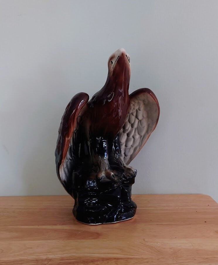 Vintage Hawk Bird Figurine Ceramic Bird of Pray Figure Bird Ornament Hawk/Eagle  Bird Statue Brown Eagle Golden Eagle Figurine