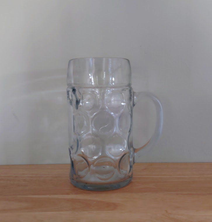 Vintage Beer Glass/Mug Large Vintage Barware Tankard Large Pint Glass Old Thick Glass Jug Vintage Barware Jug