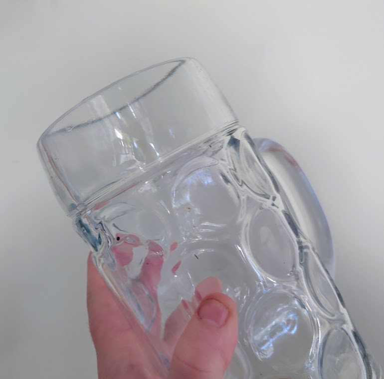 Vintage Beer Glass/Mug Large Vintage Barware Tankard Large Pint Glass Old Thick Glass Jug Vintage Barware Jug