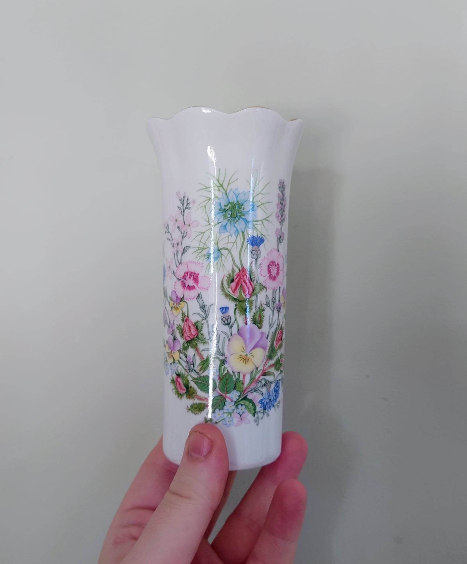Wild Tudor Aynsley 6" mayfair Vase Porcelain Made in England Wild Tudor Pattern Collectable Vintage Fine Porcelain Ceramic Floral Vase