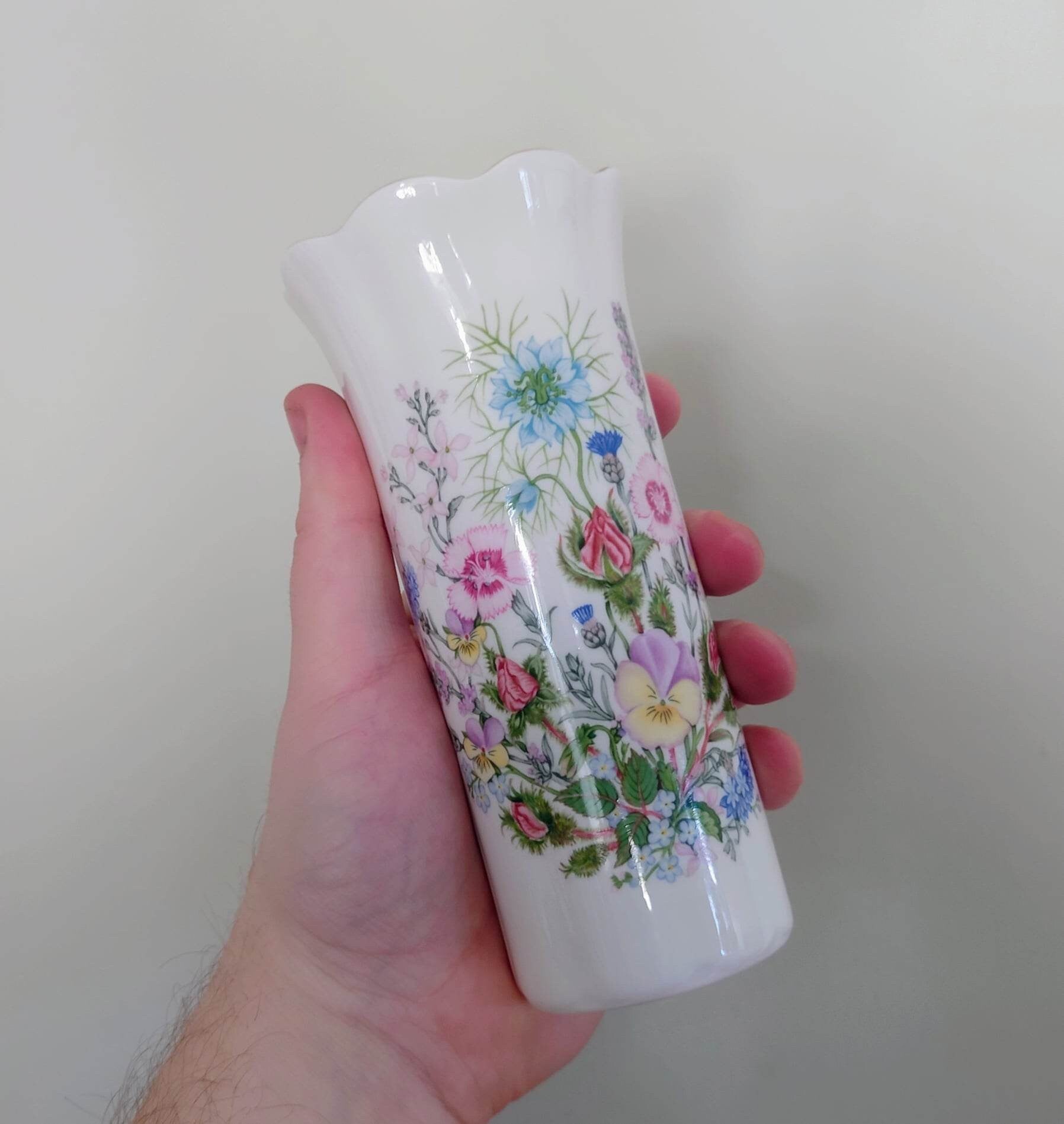 Wild Tudor Aynsley 6" mayfair Vase Porcelain Made in England Wild Tudor Pattern Collectable Vintage Fine Porcelain Ceramic Floral Vase
