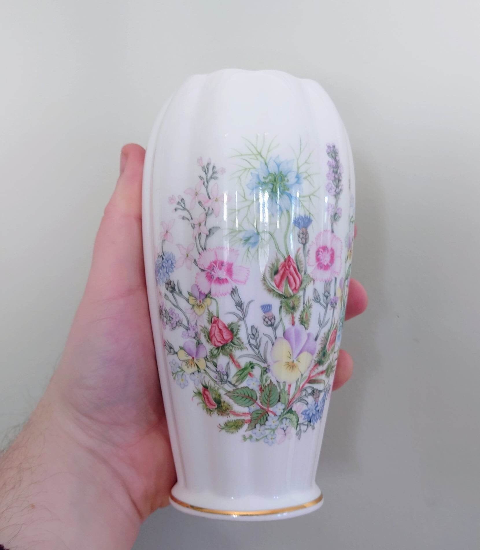 Wild Tudor Aynsley 6" Deco Vase Porcelain Made in England Wild Tudor Pattern Collectable Vintage Fine Porcelain Ceramic Floral Vase