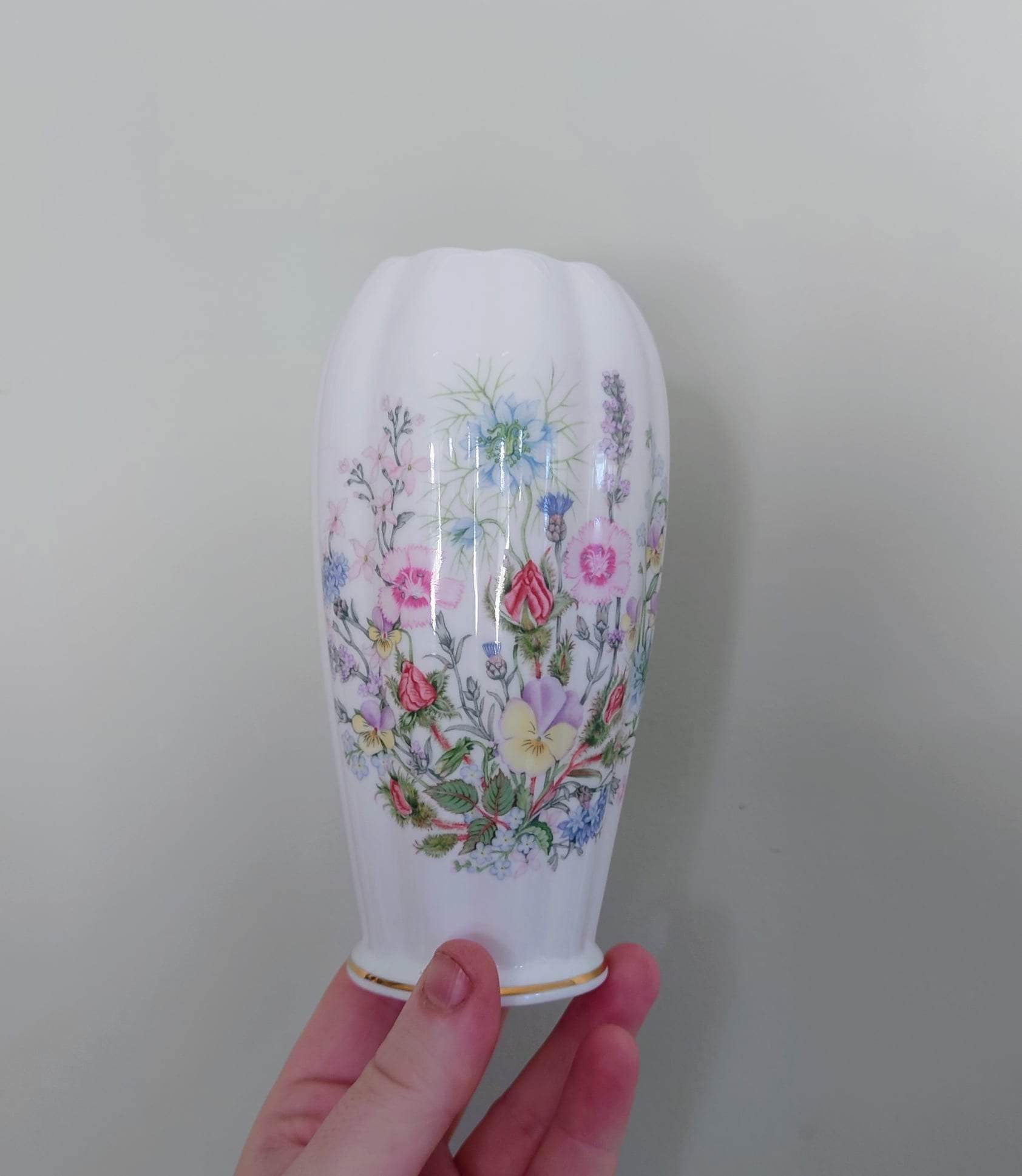 Wild Tudor Aynsley 6" Deco Vase Porcelain Made in England Wild Tudor Pattern Collectable Vintage Fine Porcelain Ceramic Floral Vase