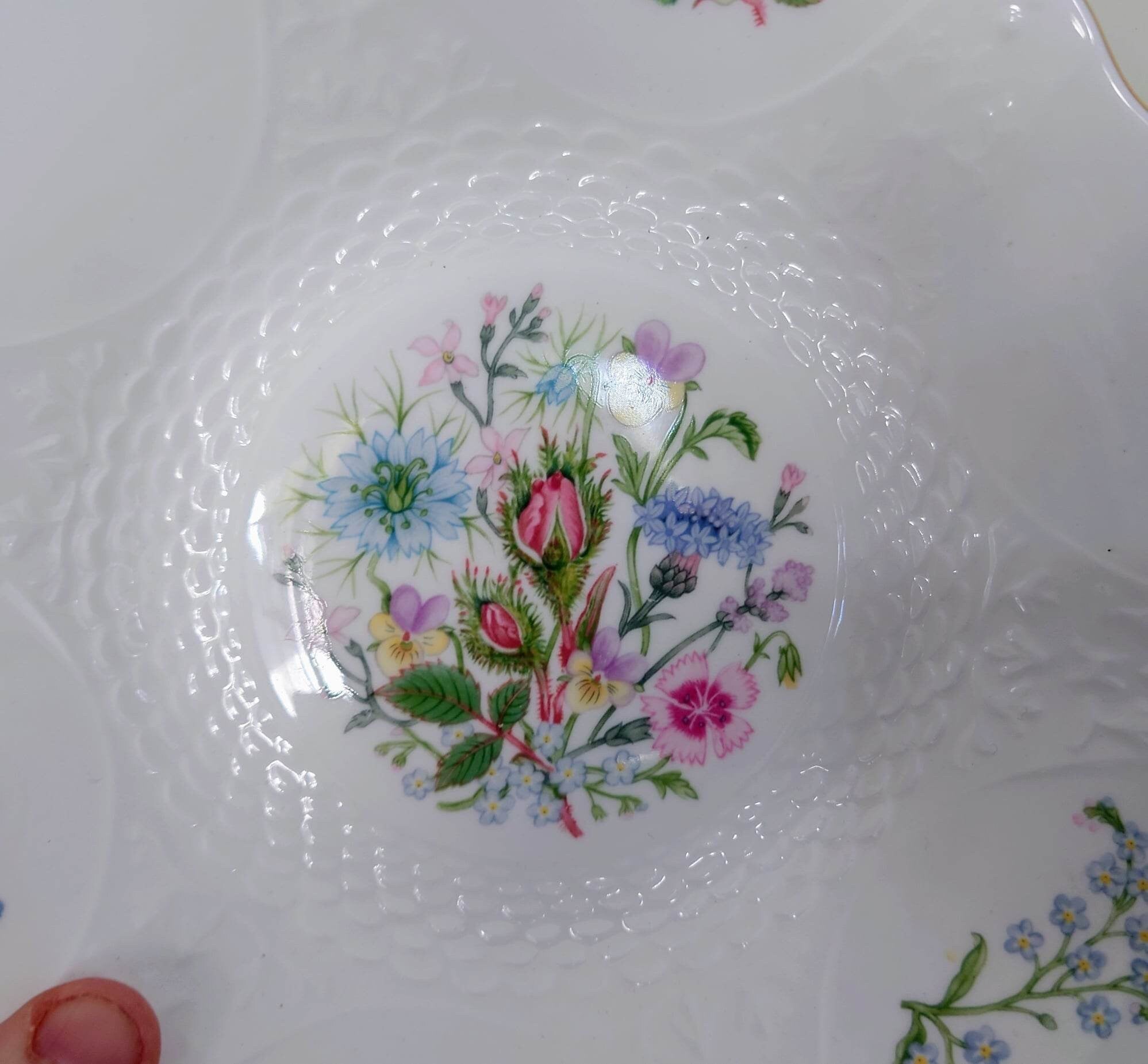 Aynsley Wild Tudor Clyde Center Bowl 9'' Dish Fine Bone China Porcelain Made in England Wild Tudor Pattern Collectable Vintage