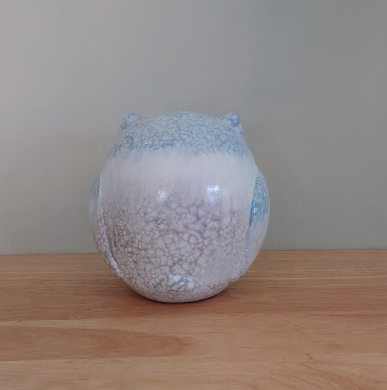 Vintage Ceramic Owl Figurine Ornament Collectable Decorative Bird  White Blue Glitter Ornamental Ceramic Pottery Owl Cute Small Kitsch Owl