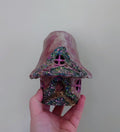 Vintage Pottery House Mushroom Fairy Toad House Handmade Sculpture Garden Ornament Enchanted Fairy tale Tea Light Candle Holder
