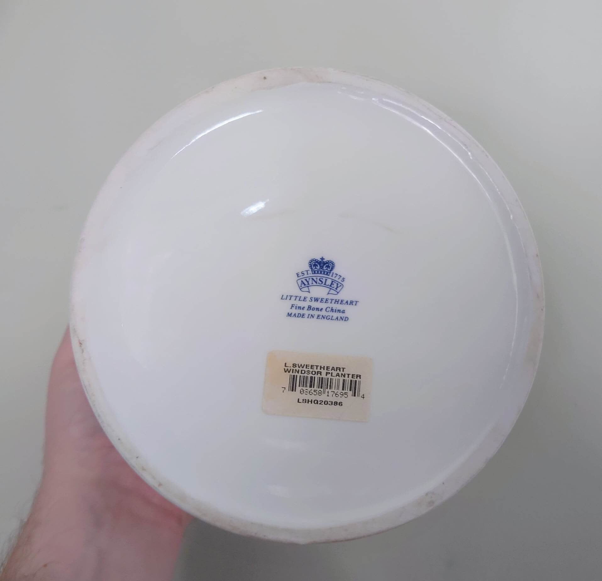 Aynsley - Little Sweetheart -  Planter Bowl Large Fine Bone China Porcelain Made in England Pattern Collectable Vintage Plant Pot