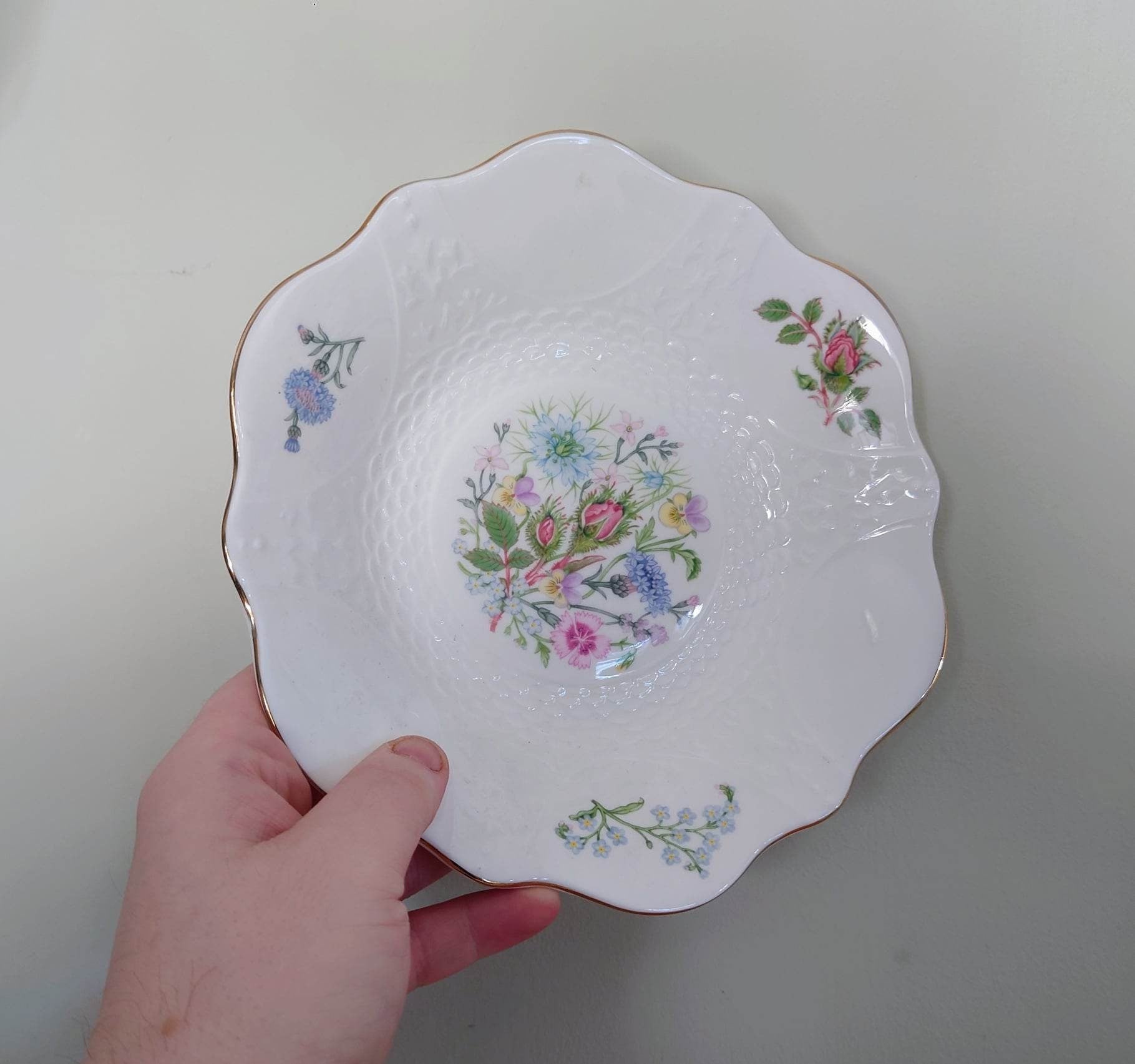 Aynsley Wild Tudor Clyde Center Bowl 9'' Dish Fine Bone China Porcelain Made in England Wild Tudor Pattern Collectable Vintage