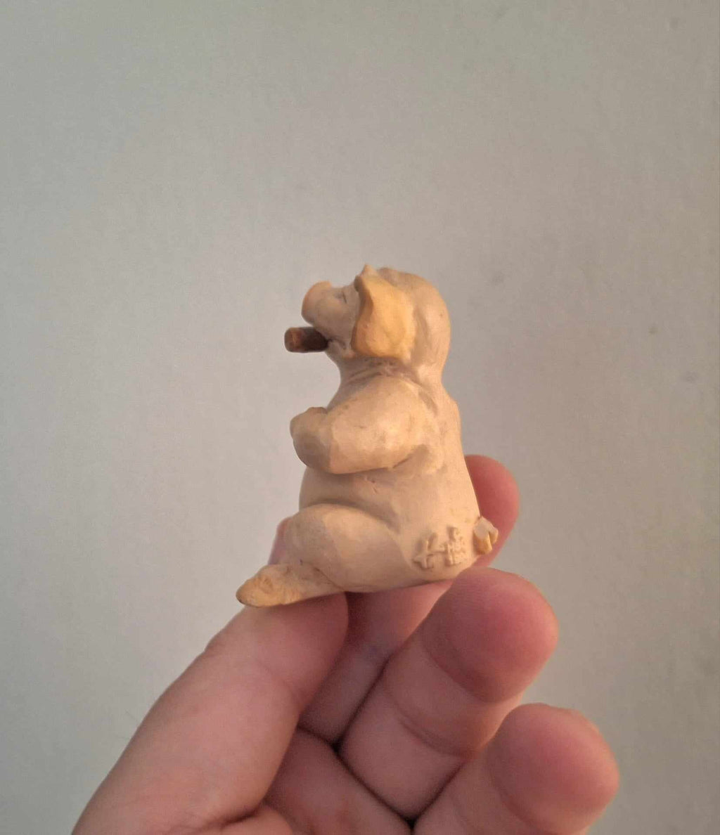 Vintage Pig Figurine Pigtails Collectable Pig Ornament Kitsch Pig Statue Pig  Retired Piggin 'The Boss'