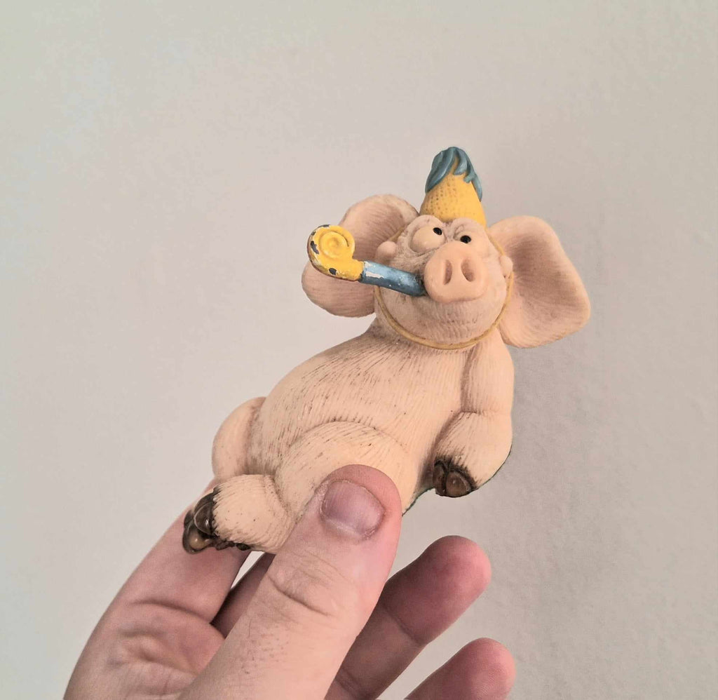 Vintage Pig Figurine Pigtails Collectable Pig Ornament Kitsch Pig Statue Pig  Retired Piggin 'Piggin Parties''