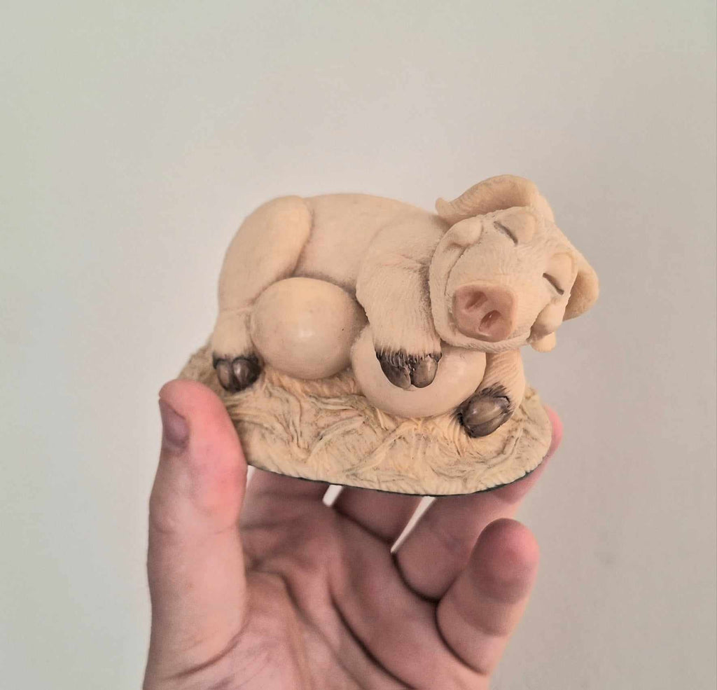 Vintage Pig Figurine Pigtails Collectable Pig Ornament Kitsch Pig Statue Pig  Retired Piggin 'Piggin Broody''