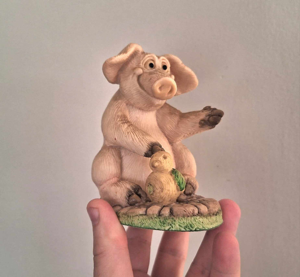 Vintage Pig Figurine Pigtails Collectable Pig Ornament Kitsch Pig Statue Pig  Retired Piggin 'Piggin Creeative'''