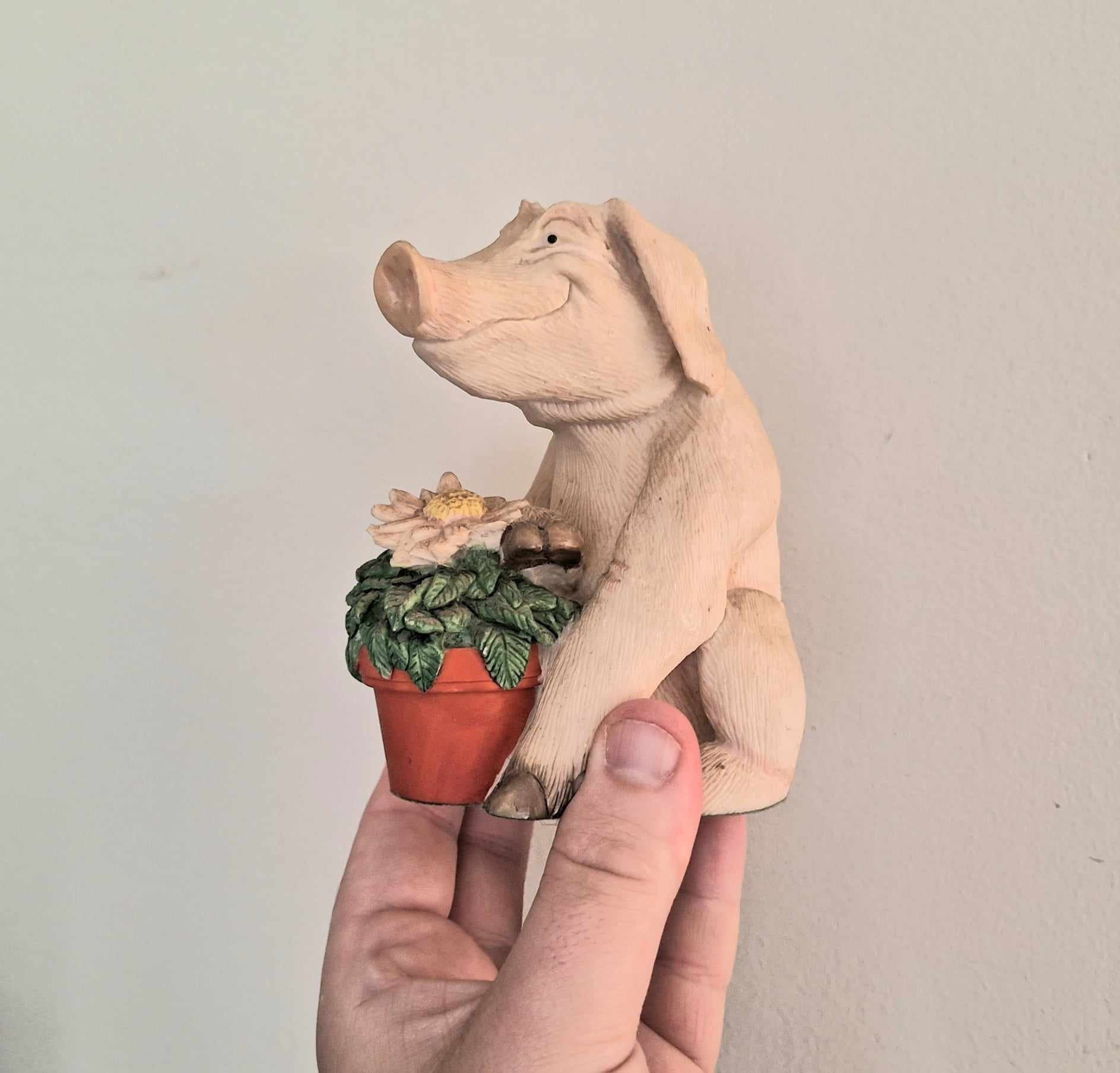 Vintage Pig Figurine Pigtails Collectable Pig Ornament Kitsch Pig Statue Pig  Retired Piggin 'Piggin piece offering'''