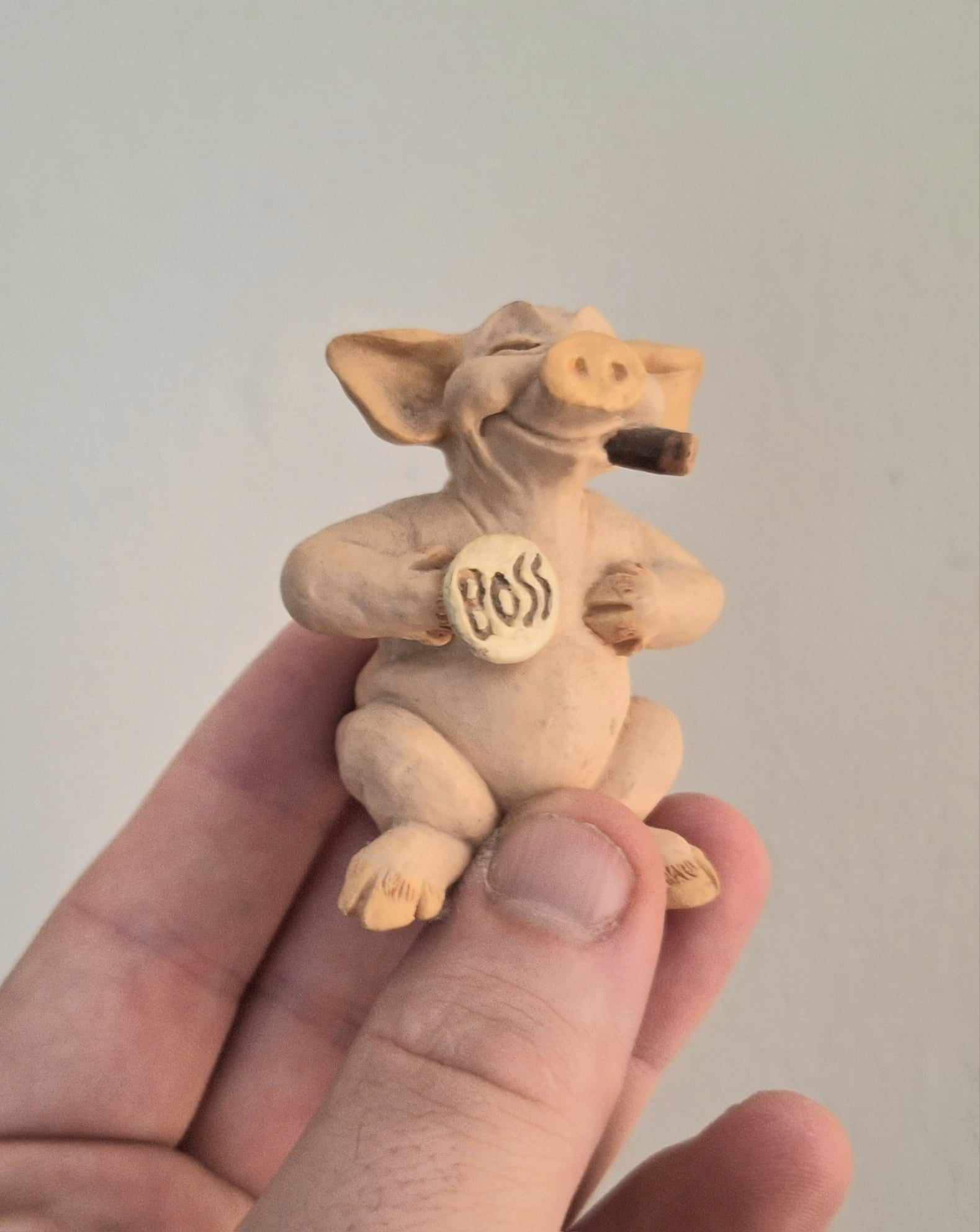 Vintage Pig Figurine Pigtails Collectable Pig Ornament Kitsch Pig Statue Pig  Retired Piggin 'The Boss'